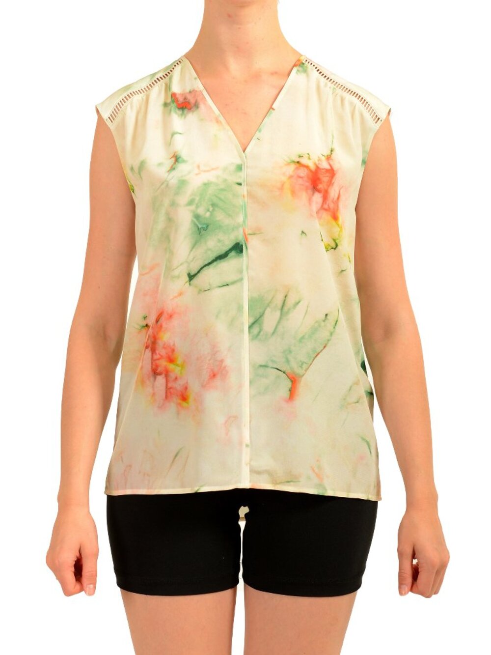 Hugo Boss Women's "Binadi" See Through 100% Silk Sleeveless Blouse US 0 IT 36